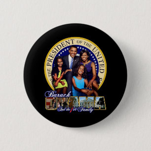 PRESIDENT BARACK OBAMA EN FAMILIE RONDE BUTTON 5,7 CM