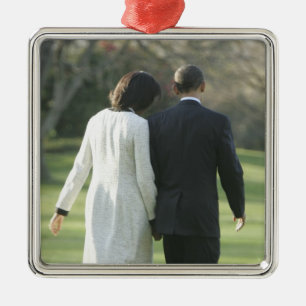 President Barack Obama en First Lady Michelle Metalen Ornament