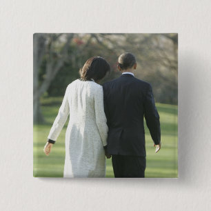 President Barack Obama en first lady Michelle Vierkante Button 5,1 Cm