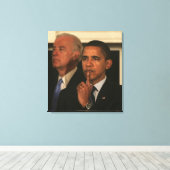 President Barack Obama en Vice President Canvas Afdruk (Insitu (Houten vloer))