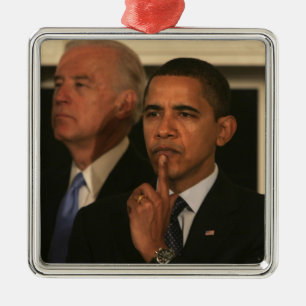 President Barack Obama en vicepresident Metalen Ornament