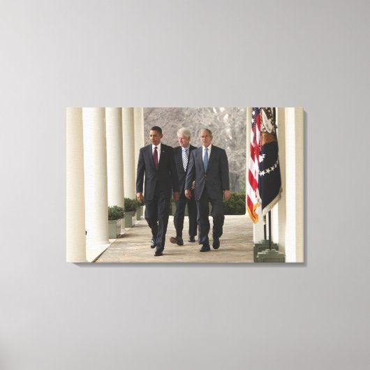 President Barack Obama en voormalige presidenten Canvas Afdruk (Voorkant)