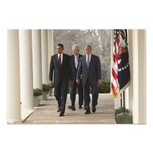 President Barack Obama en voormalige presidenten Foto Afdruk (Voorkant)