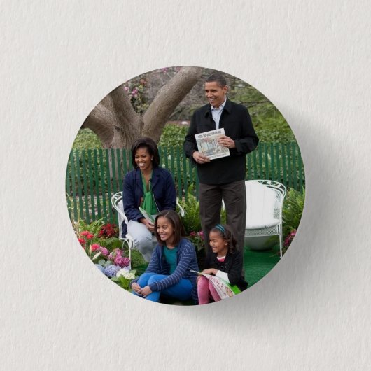 President Barack Obama & Family Ronde Button 3,2 Cm (Voorkant)