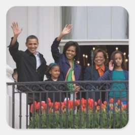 President Barack Obama & Family Vierkante Sticker
