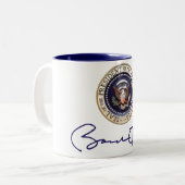 President Barack Obama Handtekening Tweekleurige Koffiemok (Voorkant links)