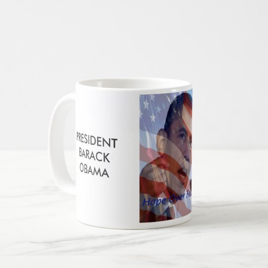 PRESIDENT BARACK OBAMA, JESWE KAN! KOFFIEMOK (Voorkant links)