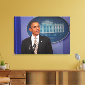 President Barack Obama kondigt een bericht aan Canvas Afdruk (Insitu (Woonkamer))