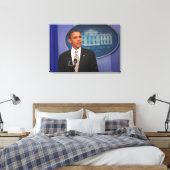 President Barack Obama kondigt een bericht aan Canvas Afdruk (Insitu (Slaapkamer))