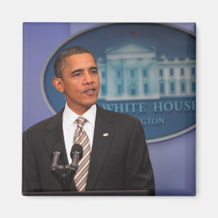 President Barack Obama kondigt een bericht aan Magneet