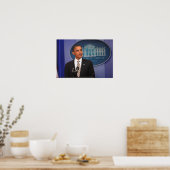 President Barack Obama kondigt een bericht aan Poster (Keuken)