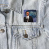 President Barack Obama kondigt een bericht aan Vierkante Button 5,1 Cm (In situ)