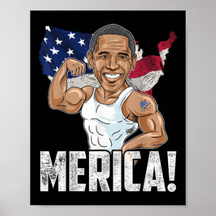 President Barack Obama Merica 4 juli Grappig Pa Poster