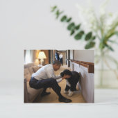 President Barack Obama met Bo Briefkaart (Staand voorkant)