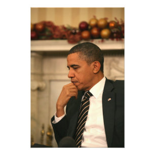 President Barack Obama overpeinst als hij ontmoet Foto Afdruk
