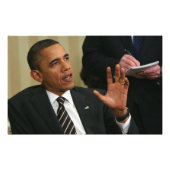President Barack Obama praat met de pers Foto Afdruk (Voorkant)