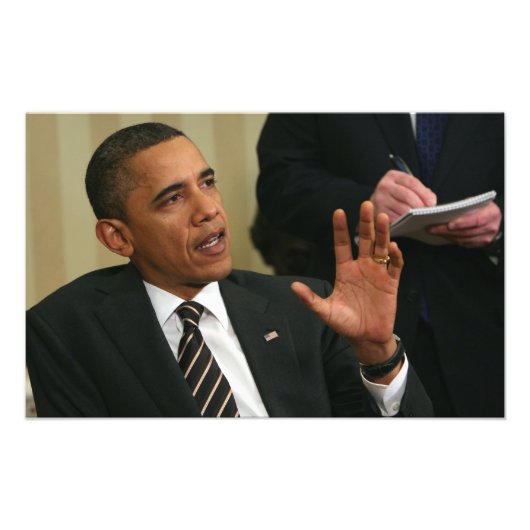 President Barack Obama spreekt met de pers Foto Afdruk (Voorkant)