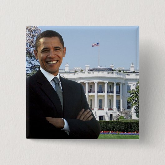 President Barack Obama - Square Pin Vierkante Button 5,1 Cm (Voorkant)