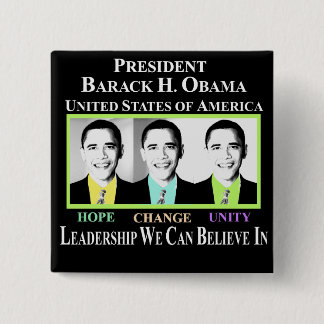 PRESIDENT BARACK OBAMA VIERKANTE BUTTON 5,1 CM
