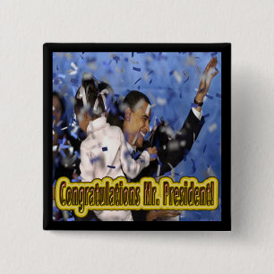 PRESIDENT BARACK OBAMA VIERKANTE BUTTON 5,1 CM