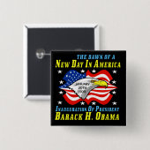 PRESIDENT BARACK OBAMA VIERKANTE BUTTON 5,1 CM (Voorkant /achterkant)