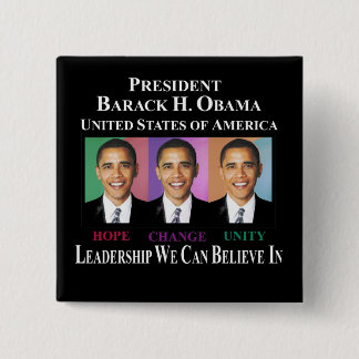 PRESIDENT BARACK OBAMA VIERKANTE BUTTON 5,1 CM