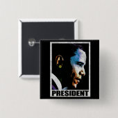 President Barack Obama Vierkante Button 5,1 Cm (Voorkant /achterkant)
