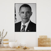 President Barack Obama — zwart en wit Poster (Keuken)