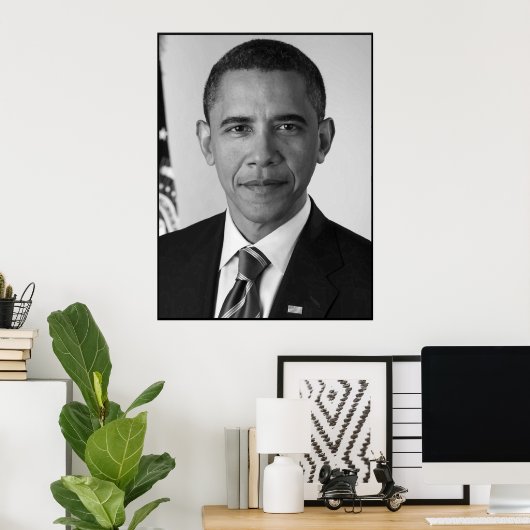 President Barack Obama — zwart en wit Poster (Thuiskantoor)