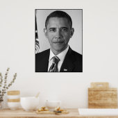 President Barack Obama — zwart en wit Poster (Keuken)