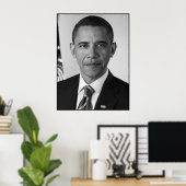 President Barack Obama — zwart en wit Poster (Thuiskantoor)