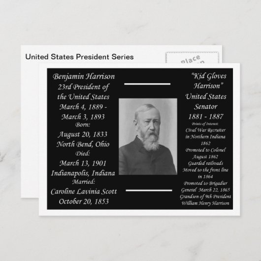 President Benjamin Harrison Briefkaart (Voorkant / Achterkant)
