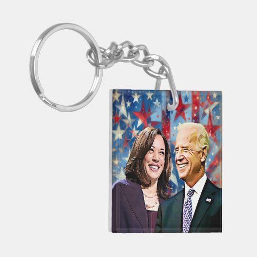 President Biden en VP Harris 2024 Verkiezingen Sleutelhanger (Voorkant Links)