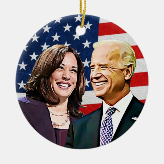 President Biden en VP Harris Keepsake Keramisch Ornament (Voorkant)