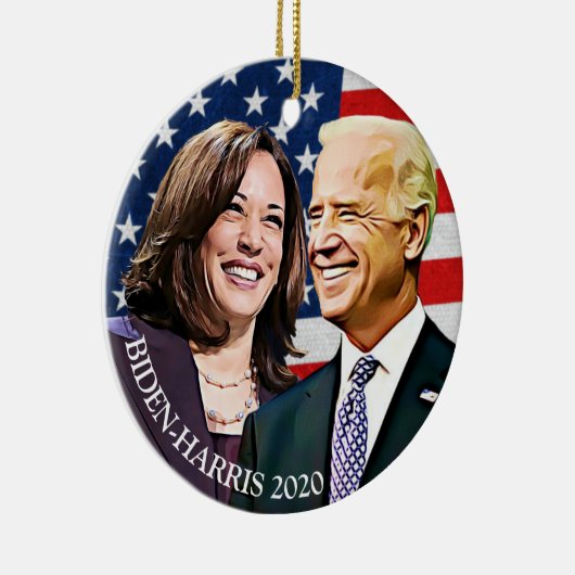 President Biden en VP Harris Keepsake Keramisch Ornament (Rechts)
