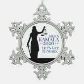 President Biden Harris aan het werk Verkiezingen 2 Tin Sneeuwvlok Ornament (Voorkant)