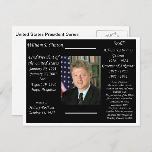 President Bill Clinton Briefkaart (Voorkant / Achterkant)