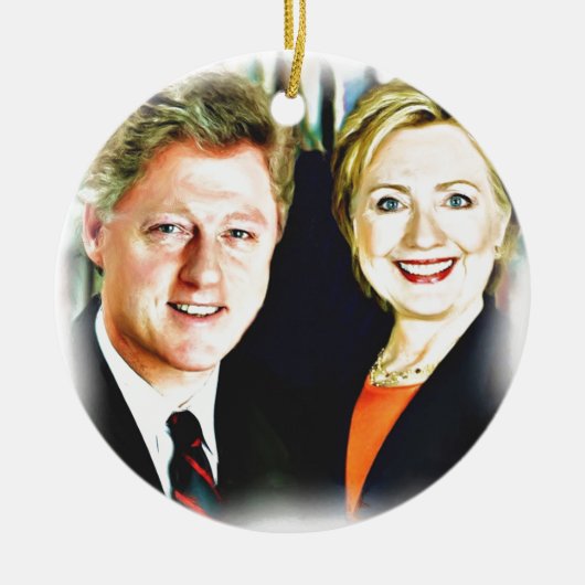 President Bill Clinton en President Hillary Clinto Keramisch Ornament (Voorkant)