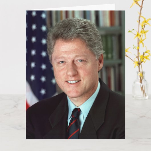 President Bill Clinton Offical Portret Birthday Kaart (Gele Bloem)