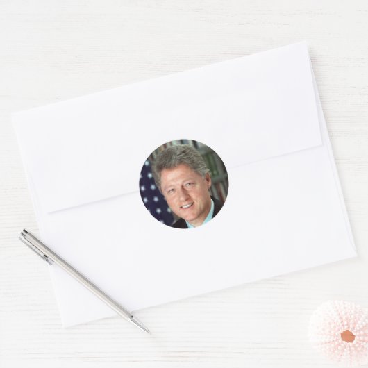 President Bill Clinton Officieel portret Ronde Sticker (Envelop)