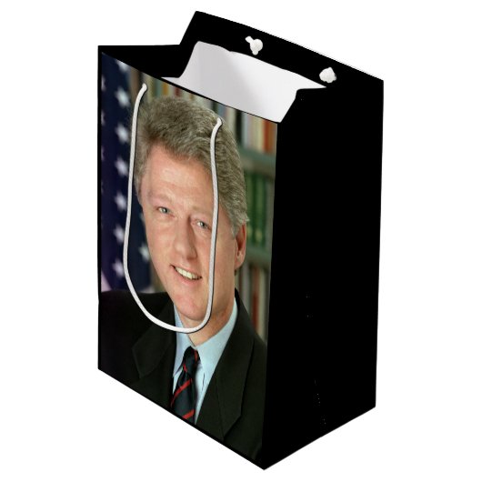President Bill Clinton Witte Huis Foto Medium Cadeauzakje (Voorkant Gekanteld)