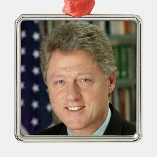 President Bill Clinton Witte Huis Foto Metalen Ornament (Voorkant)