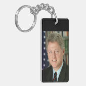 President Bill Clinton Witte Huis Foto Sleutelhanger (Voorkant Links)