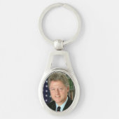 President Bill Clinton Witte Huis Foto Sleutelhanger (Voorkant)