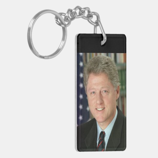 President Bill Clinton Witte Huis Foto Sleutelhanger (Voorkant Links)