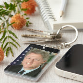 President Bill Clinton Witte Huis Foto Sleutelhanger (Voorkant Rechts)