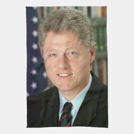 President Bill Clinton Witte Huis Foto Theedoek (Verticaal)