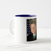 President Bill Clinton Witte Huis Foto Tweekleurige Koffiemok (Voorkant links)