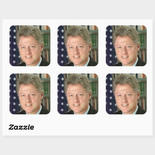 President Bill Clinton Witte Huis Foto Vierkante Sticker (Vel)