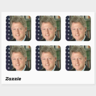 President Bill Clinton Witte Huis Foto Vierkante Sticker